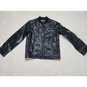 H &‎ M Kids Faux Leather Greaser Jacket Black Si,e 9-10 Year Old